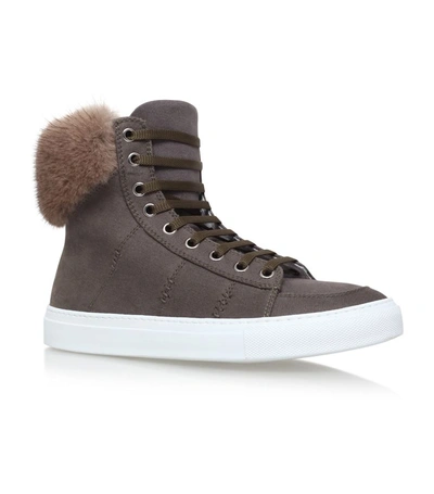 Yves Salomon Mink High Top Trainers In Ivory