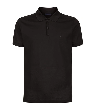 Shop Lanvin Embroidered Logo Polo Shirt In Black