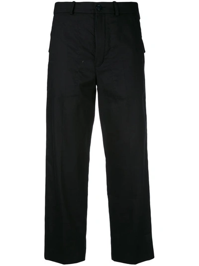 Chloé Wide-leg Cropped Stretch-wool Trousers In Black