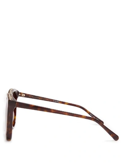 Stella Mccartney Chain-embellished Round-frame Acetate Sunglasses In Brown