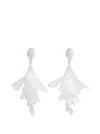 Oscar De La Renta Large Impatiens Flower Clip-on Earrings In White
