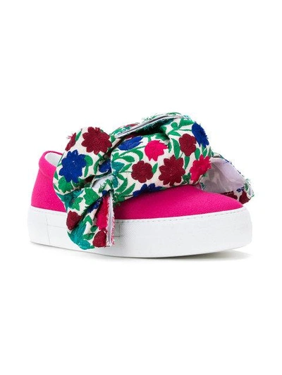 Shop Joshua Sanders Floral Bow Slip-on Sneakers In Pink