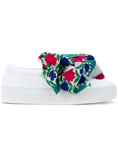 Shop Joshua Sanders Floral Bow Slip-on Sneakers In White