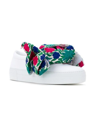 Shop Joshua Sanders Floral Bow Slip-on Sneakers In White