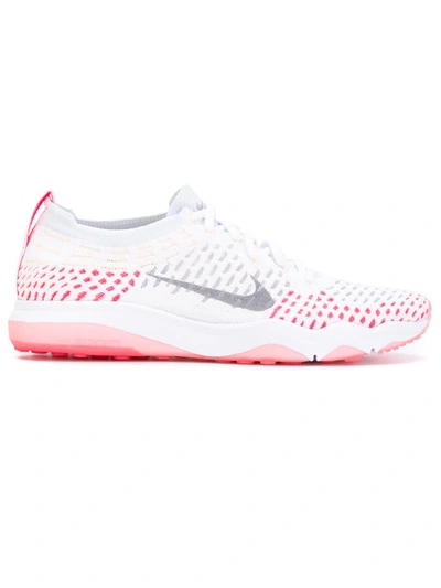 Nike Women's Air Zoom Fearless Flyknit Lace Up Sneakers In White/wolf Gray/racer Pink/melon Tint