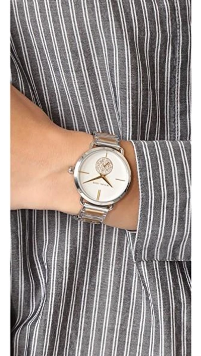 Shop Michael Kors Portia Watch In Sterling Silver/gold