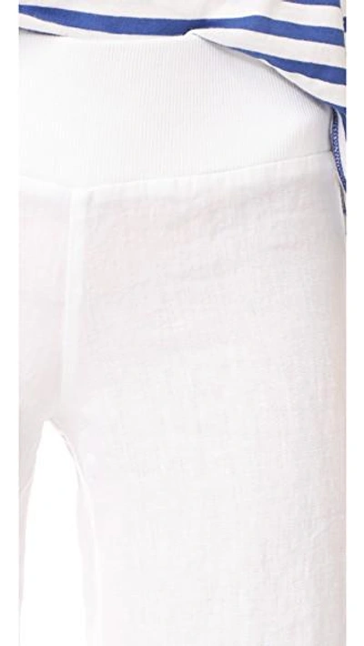 Shop Enza Costa Cropped Wide Leg Linen Pants In White