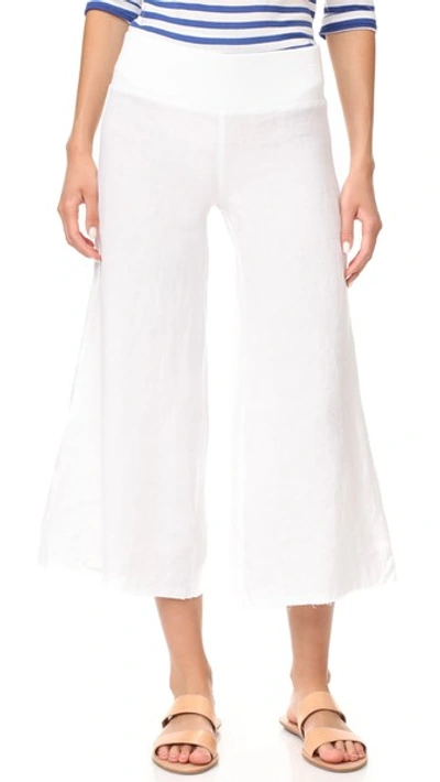 Enza Costa Cropped Wide Leg Linen Pants In White