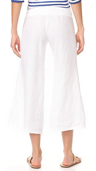 Shop Enza Costa Cropped Wide Leg Linen Pants In White