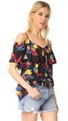 DIANE VON FURSTENBERG V NECK RUFFLE FRONT BLOUSE