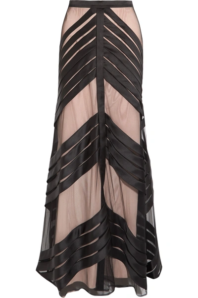 Temperley London Lilith Pleated Tulle-paneled Satin Maxi Skirt