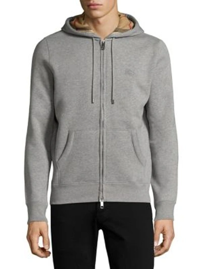 Shop Burberry Claredon Short Sleeve Hoodie In Pale Grey