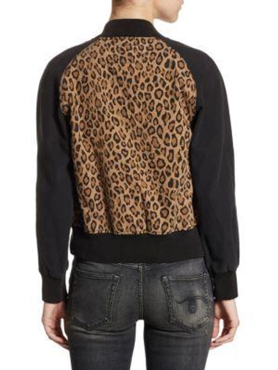 Shop R13 Combo Leopard Regular-fit Cotton Jacket In Black/leopard