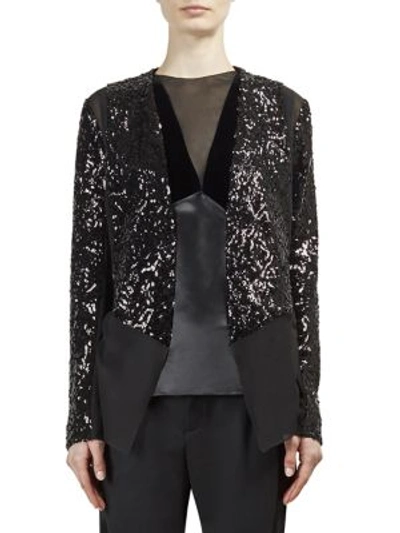 Shop Lanvin Sequin Paneled Jacket In Black