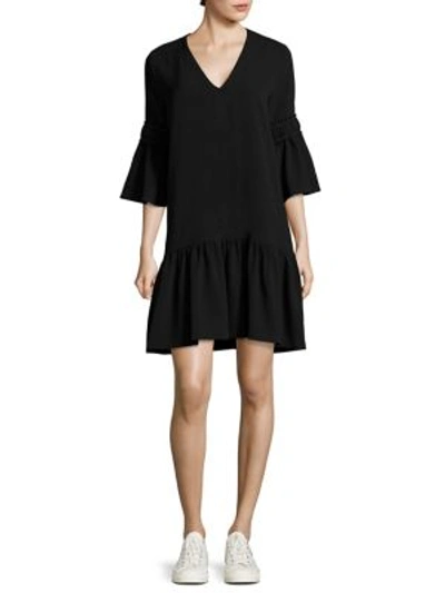 Ganni Clark Bell Sleeve Dress In Black