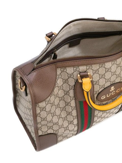 Gucci Brown GG Supreme Travel Bag Black Beige Leather Cloth Pony-style  calfskin Cloth ref.330881 - Joli Closet