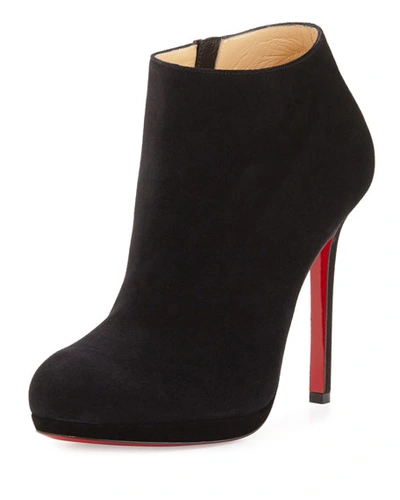Christian Louboutin Bella Suede 120mm Red Sole Bootie, Black