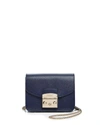 Furla Metropolis Mini Leather Crossbody In Navy/gold