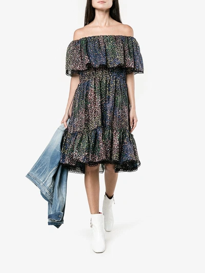 Shop Chloé Schulterfreies Kleid Mit Feuerwerk-print