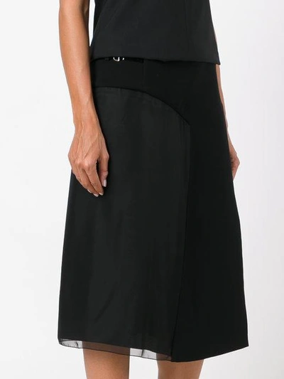 Shop Lanvin Pleated Midi Skirt In Black