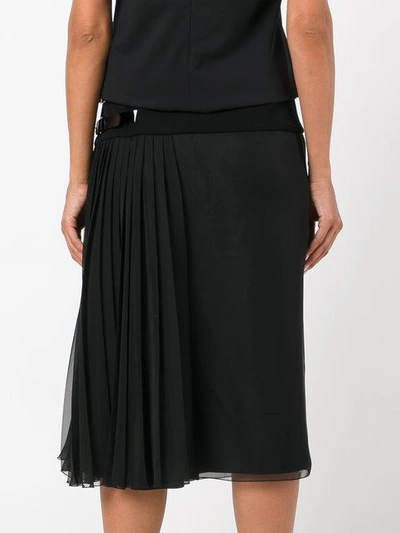 Shop Lanvin Pleated Midi Skirt In Black