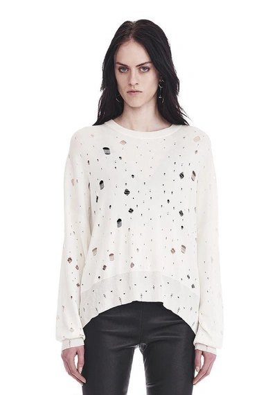 Shop Alexander Wang Oversized Knit Crewneck Sweater In White