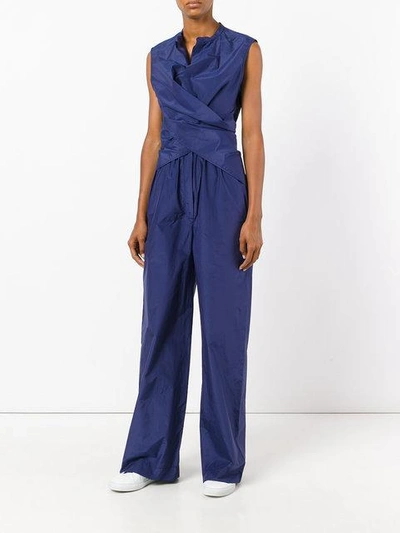 Shop Ports 1961 Crossed Draped Front Jumpsuit In Blue