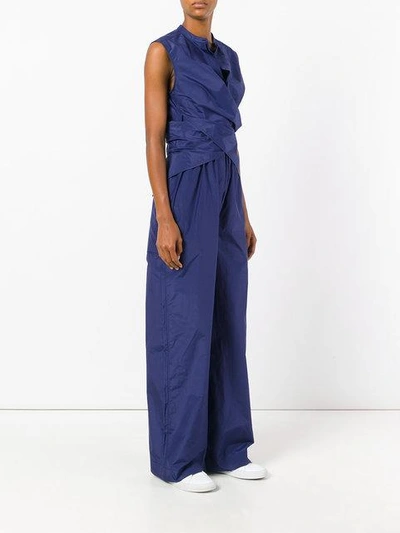 Shop Ports 1961 Crossed Draped Front Jumpsuit In Blue