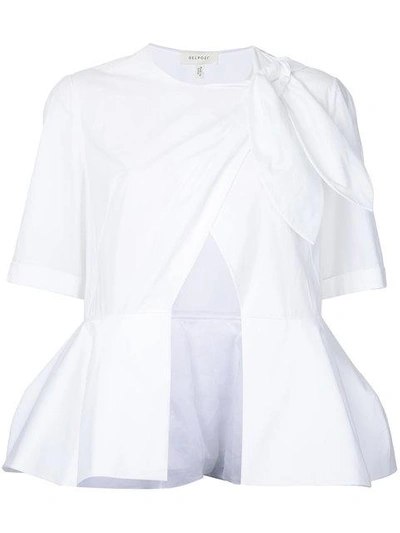 Shop Delpozo Wrap-style Knotted Blouse In White