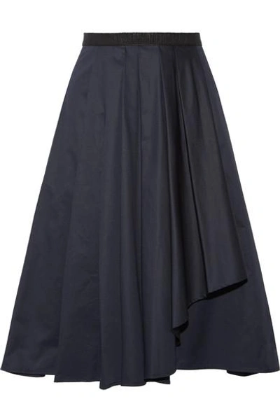 Shop Jason Wu Asymmetric Pleated Cotton-poplin Skirt