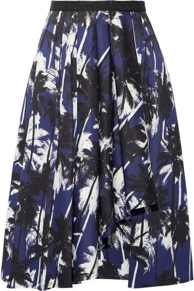 Shop Jason Wu Grosgrain-trimmed Printed Cotton-poplin Skirt