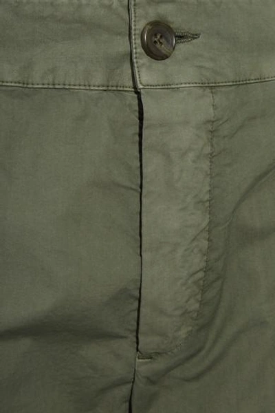 Shop James Perse Cropped Brushed Stretch-cotton Pants In Army Green