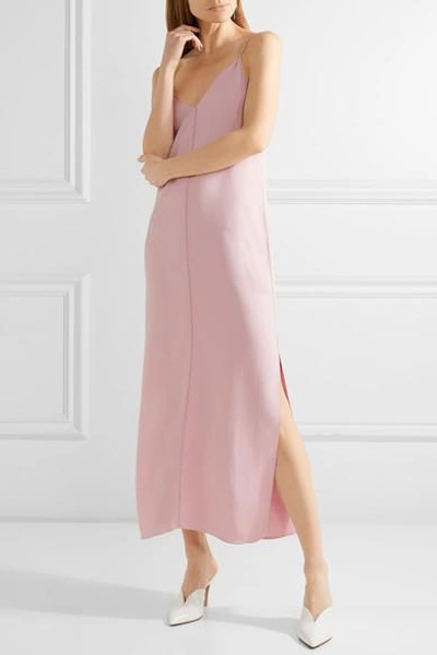 Shop Elizabeth And James Dara Stretch-cady Midi Dress In Baby Pink