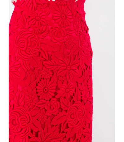 Shop Valentino Red Floral Lace Skirt