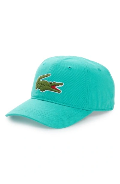 Lacoste 'big Croc' Logo Embroidered Cap In Thermal Blue