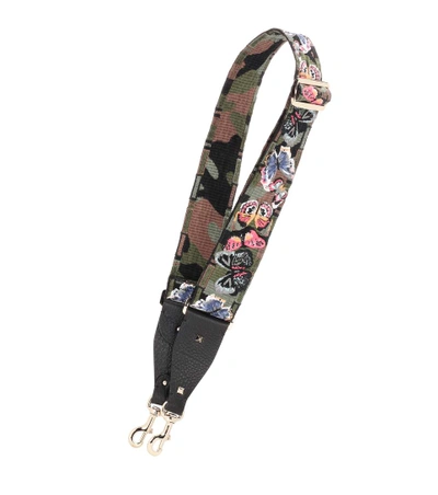 Valentino Multicolor Camu Fabric and Leather Guitar Bag Strap Valentino