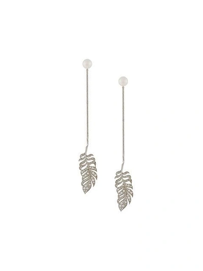 Shop Axenoff Jewellery Leaf Drop Earrings - Metallic