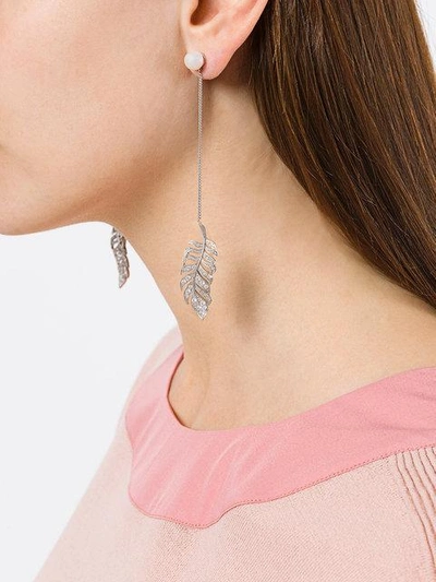 Shop Axenoff Jewellery Leaf Drop Earrings - Metallic