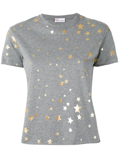 Red Valentino Star Print Cotton Jersey T-shirt In Grey