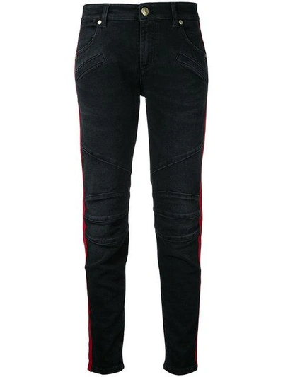 Pierre Balmain Side Stripe Skinny Jeans In Black