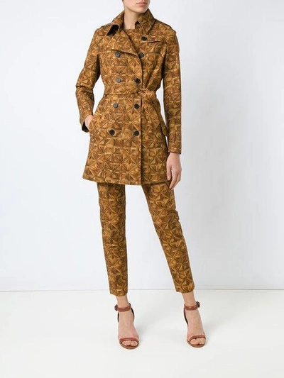 Shop Andrea Marques All-over Print Trench Coat - Brown