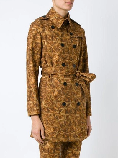 Shop Andrea Marques All-over Print Trench Coat - Brown
