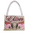 Gucci Dionysus Appliquéd Printed Coated-canvas And Watersnake Shoulder Bag In Multi