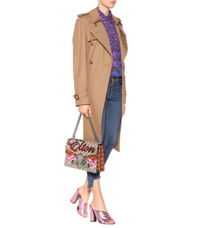 Gucci Dionysus Appliquéd Printed Coated-canvas And Watersnake Shoulder Bag In Multicoloured