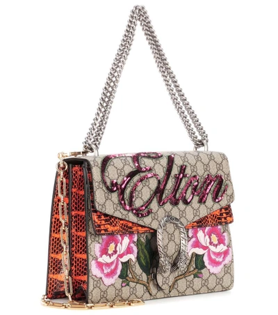 Shop Gucci Dionysus Medium Canvas And Snakeskin Bag In Multicoloured