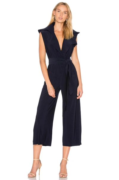Shop Norma Kamali Sleeveless Cropped Jumpsuit In Midnight