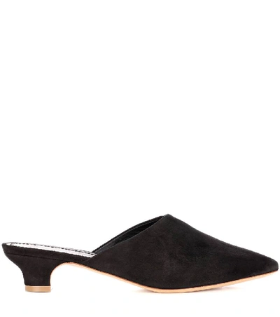 Shop Mansur Gavriel Elegant Suede Slippers In Llack