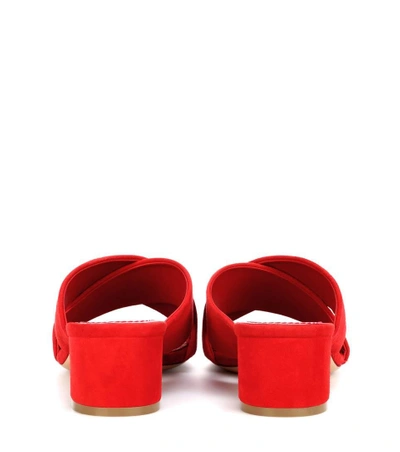 Shop Mansur Gavriel Crossover Suede Sandals In Red