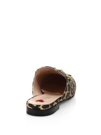 Shop Gucci Princetown Leopard Lurex Jacquard Mules In Multi