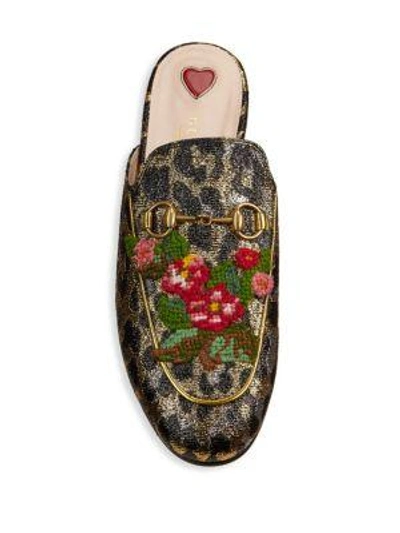 Shop Gucci Princetown Leopard Lurex Jacquard Mules In Multi